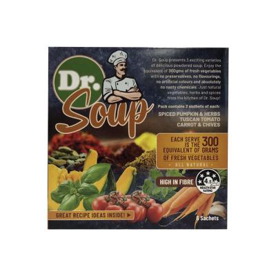 Cell-Logic Dr. Soup Mixed Sachets (3 Flavours) 30g x 6 Pack (contains: 2 each of Spiced Pumpkin & Herbs, Tuscan Tomato and Carrot & Chives)